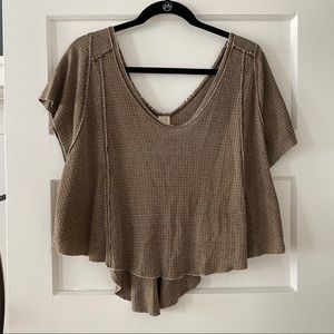 Green/Tan Flowy Free People Shirt